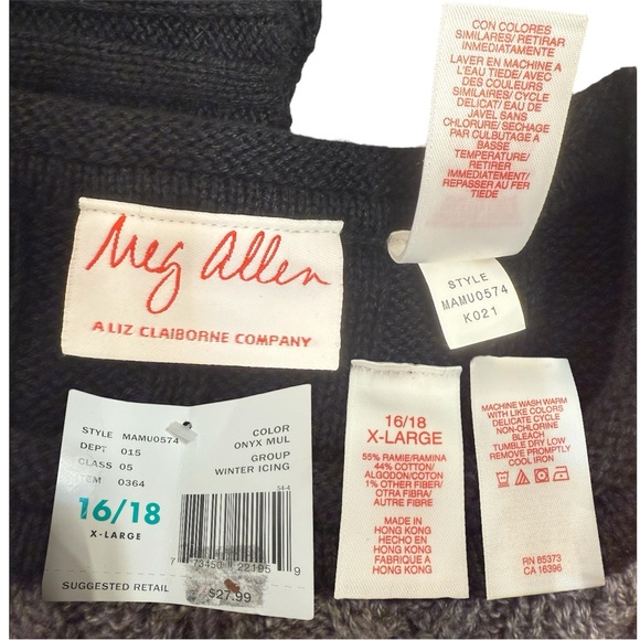 Meg Allen Winter Icing Sweater Onyx Multi NWT size XL - Picture 6 of 7
